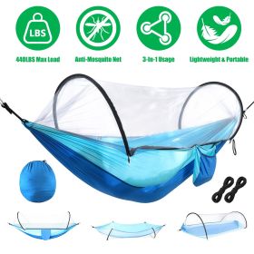 3-in-1 Camping Hammock with Automatic Pop-Up Mosquito Net, Lightweight 70D Nylon Portable Hammock Supports 440lbs