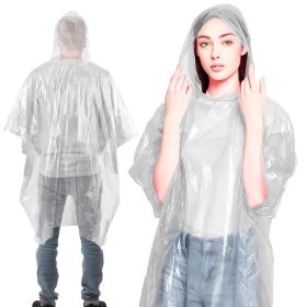 Disposable Clear Rain Poncho for Adults (Polyethylene 0.002mm, Individually Wrapped, 200 Pack)