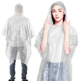 Disposable White Hooded Rain Poncho (Polyethylene 0.002mm, Bulk Pack of 200)