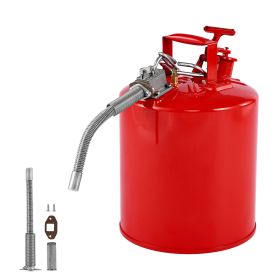 Safety Gas Can, 5 Gallon Type II Red Safety Can for Gasoline with Stainless Steel Flame Arrester, Self-Closing Lid & Flexible Metal Spout