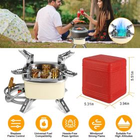 13KW Stepless Adjustable Camping Gas Stove Windproof 5 Burner Head Copper Preheating Tube