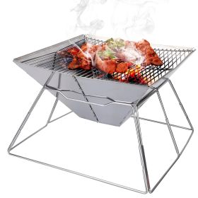 Foldable BBQ Grill Charcoal Barbecue Stove Portable Stainless Steel Campfire Stove Pit Wood Burner with Storage Bag for Camping Picnic Outdoor Pa