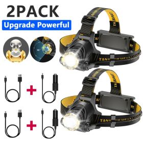 LED Headlamp Rechargeable Head Torch Zoom Headlight Lamp Flashlight Fishling Camping Light With 3 Modes Work Light (Option: 2PACK)