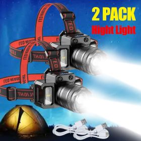 LED Stirnlampe Super Hell 60000LM USB Wiederaufladbar Bewegungssensor Kopflampe (Option: 2PCS)