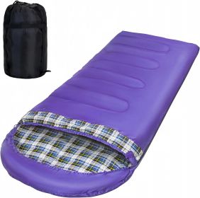 Big & Tall Flannel Outdoor Camping Sleeping Bag XXL (Color: Purple)