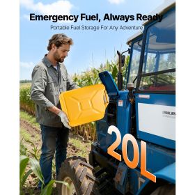 Metal Fuel Container, 5.3 Gallon, Fuel Jerry Can with Spout and Comfort Handle, 6 L/min Max Flow Rate (Number of Sets: 1 Pack, Color: Yellow)