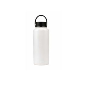 Double-Wall Vacuum Insulated Stainless Steel Water Bottle 3 Caps Included (Color: White)